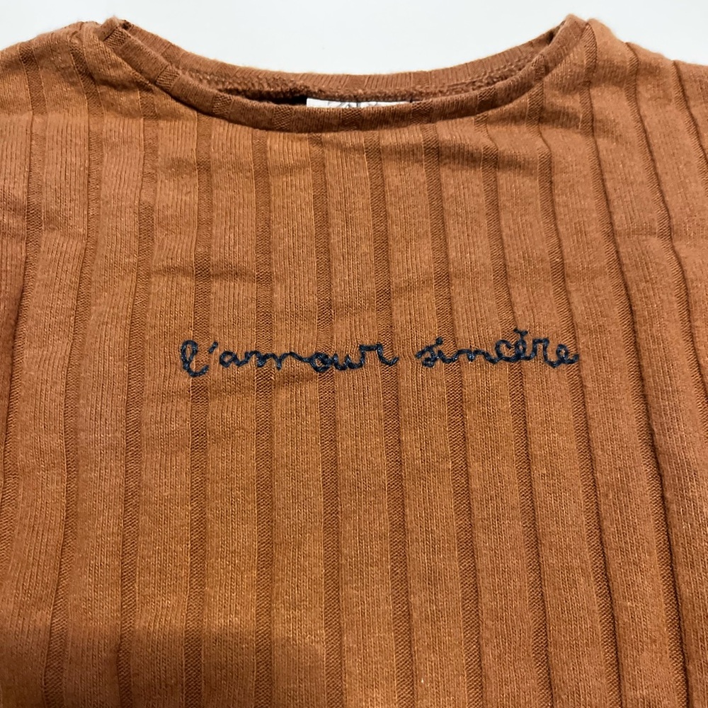 Zara Baby Ribbed Long Sleeve Top Sincere Love Graphic 18-24 Months a28 - Picture 2 of 4